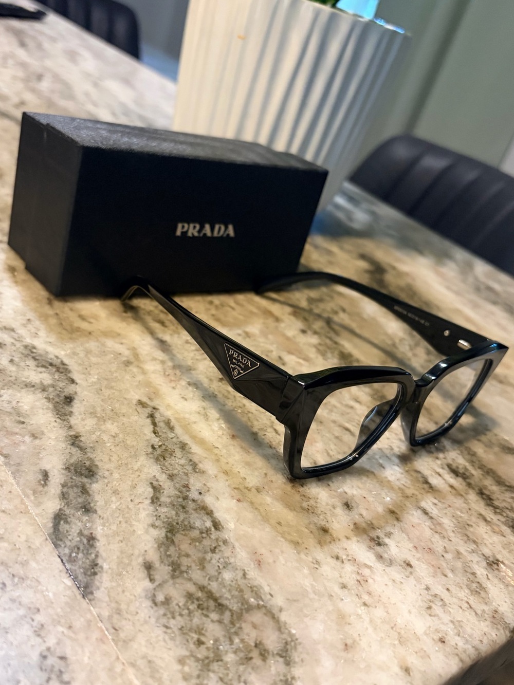 Prada Black Oversized Square Acetate Glasses - Picture 3 of 6